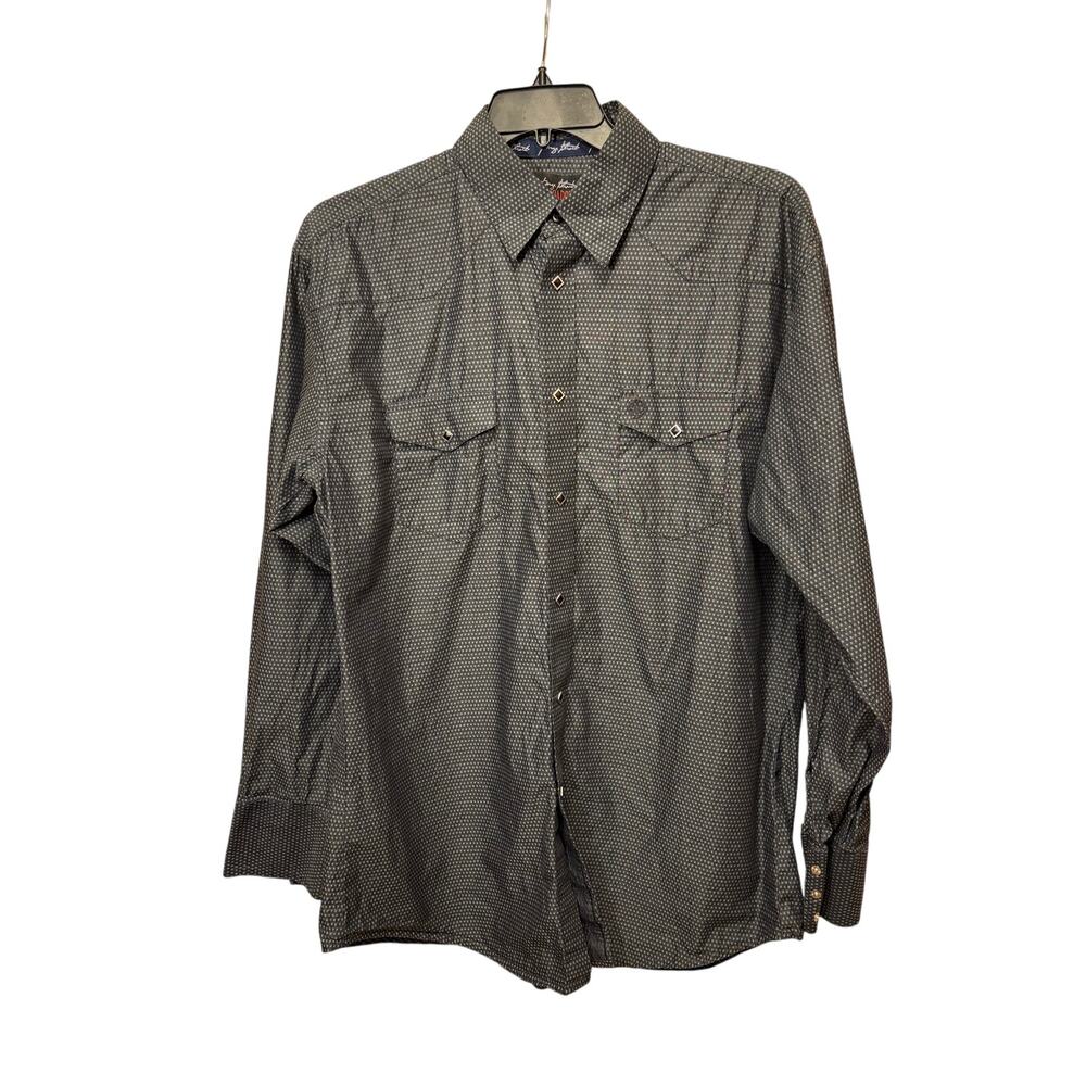 Wrangler George Strait Troubadour mens black button up dress shirt sz Large